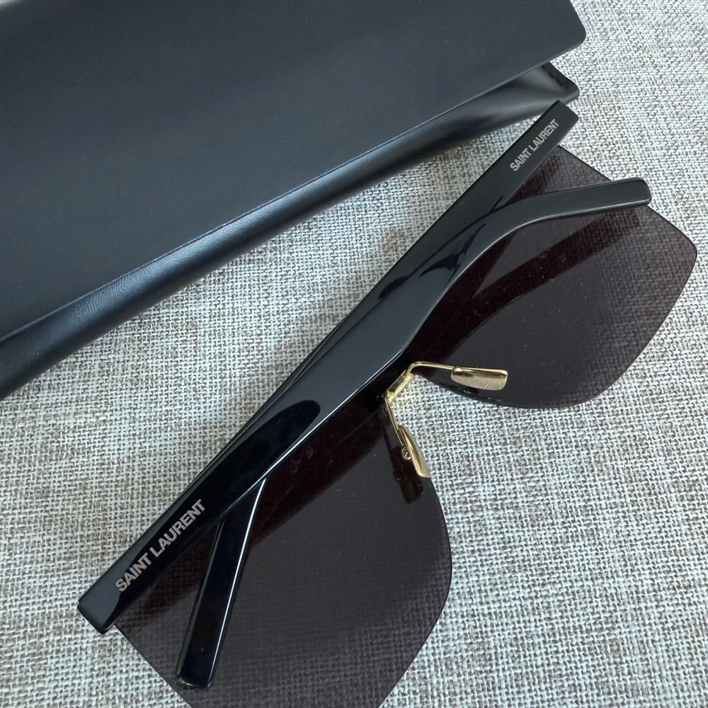 Yves Saint Laurent Black and Gold Sunglasses - Picture 7 of 9